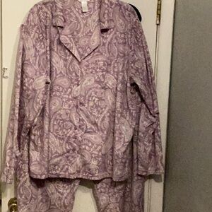 Adonna Two Piece Fleece Purple Paisley Pajama Set